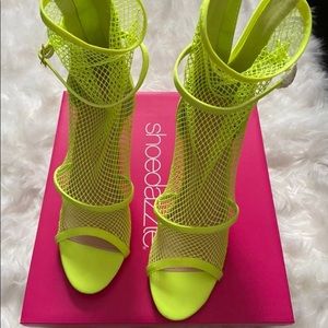 Mesh neon heels
